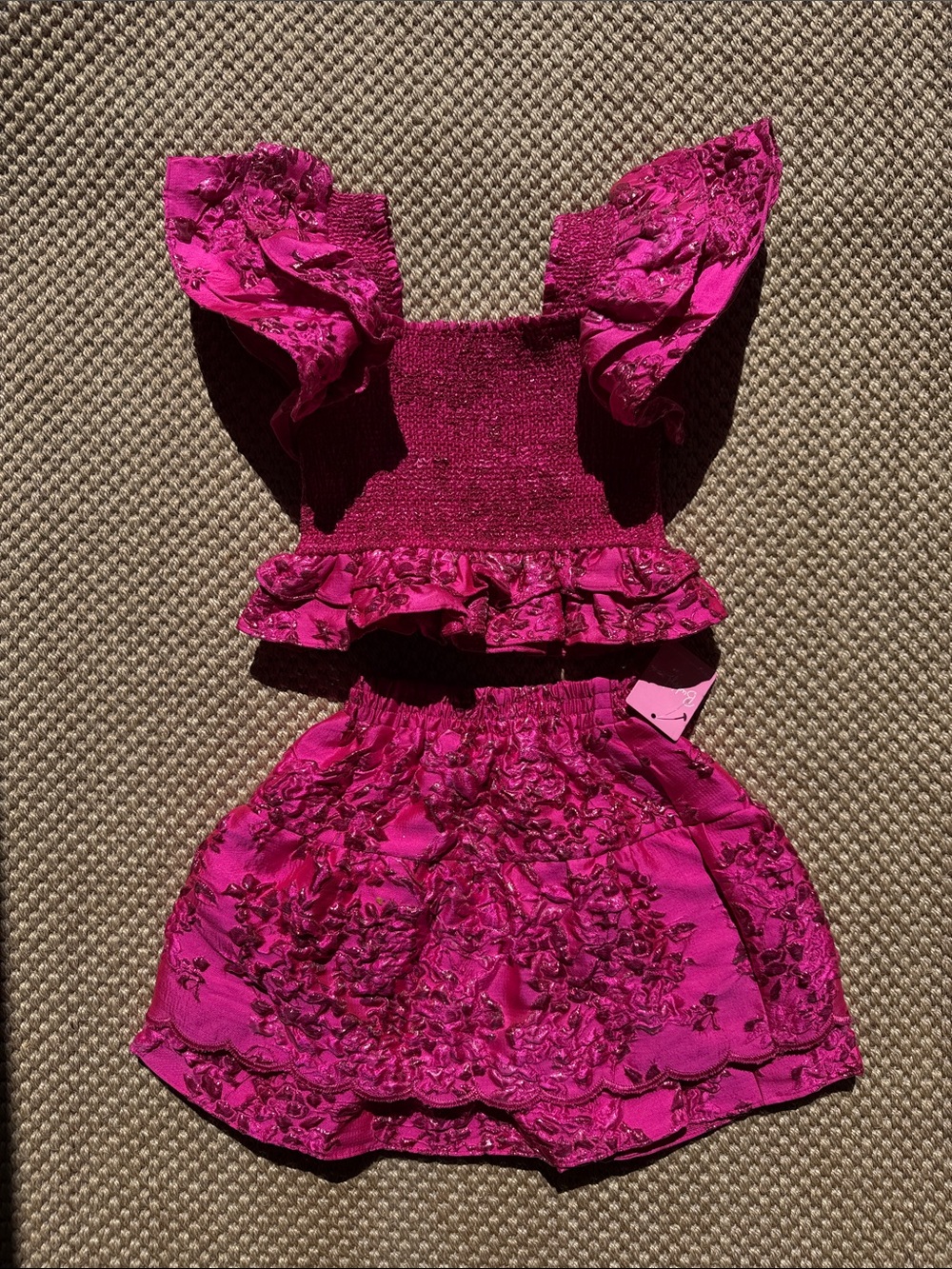 Buddy Love Girls Fuchsia Ruffled Two-Piece Costume Set size extra small